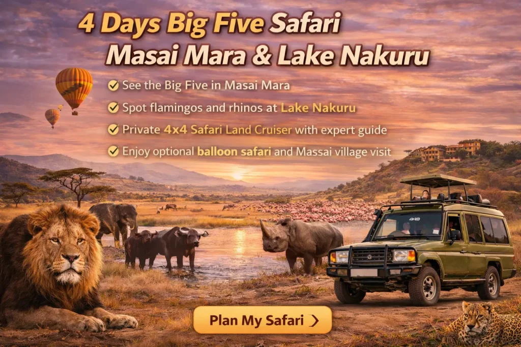 4 Days Big Five Safari Masai Mara & Lake Nakuru