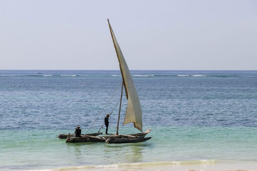 Fishing boat on Diani Beach, Kenya south coast
